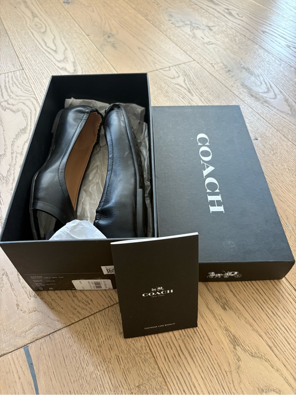 Coach Black Quilted Ballet Flats with Patent Cap - Picture 7 of 9